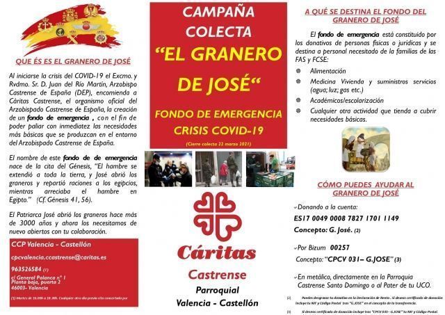 La Cáritas Parroquial Castrense de Valencia y Castellón da un importante impulso al Granero de José