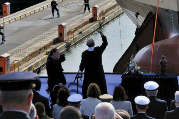 Botadura del Nuevo Buque de Acción Maritíma (B. A. M.) para la Armada, “AUDAZ”