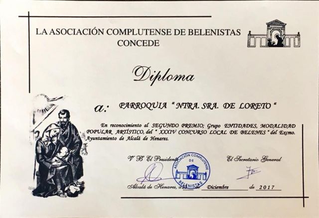 Belen de la Parroquia Castrense Ntra. Sra de Loreto Alcalá gana el segundo premio del Concurso de Belenes